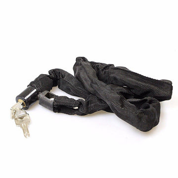 Classic Black Bicycle Chain Lock with Keys Heavy Duty Bike Security Lock