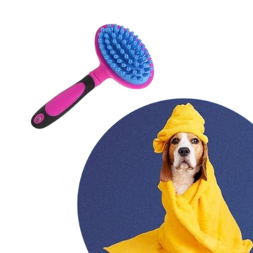 Pet Bath Massage Brush with Soft Bristles – 17cm, Random Colours