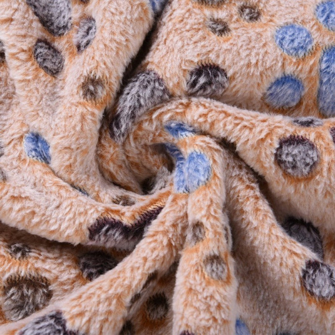 76x52cm Warm Paw Print Pet Fleece Blanket Brown Soft Bed Cover