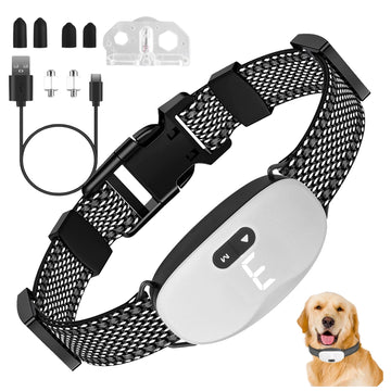 Rechargeable Waterproof Anti-Bark Dog Training Shock Collar White