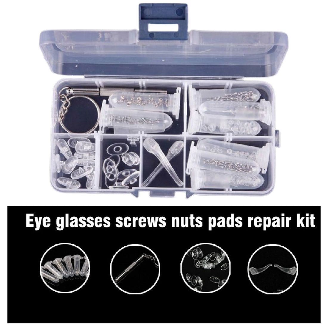 Eyeglass Repair Kit – Screws, Nose Pads & Nuts for Spectacles & Sunglasses