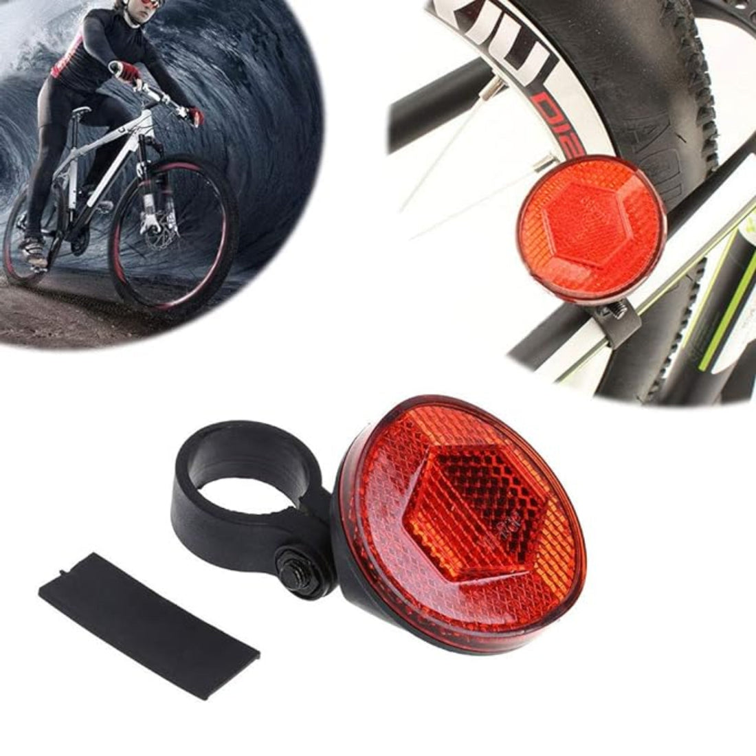 Rear Red Round Reflector with Bracket Bike & Motorbike Safety Light