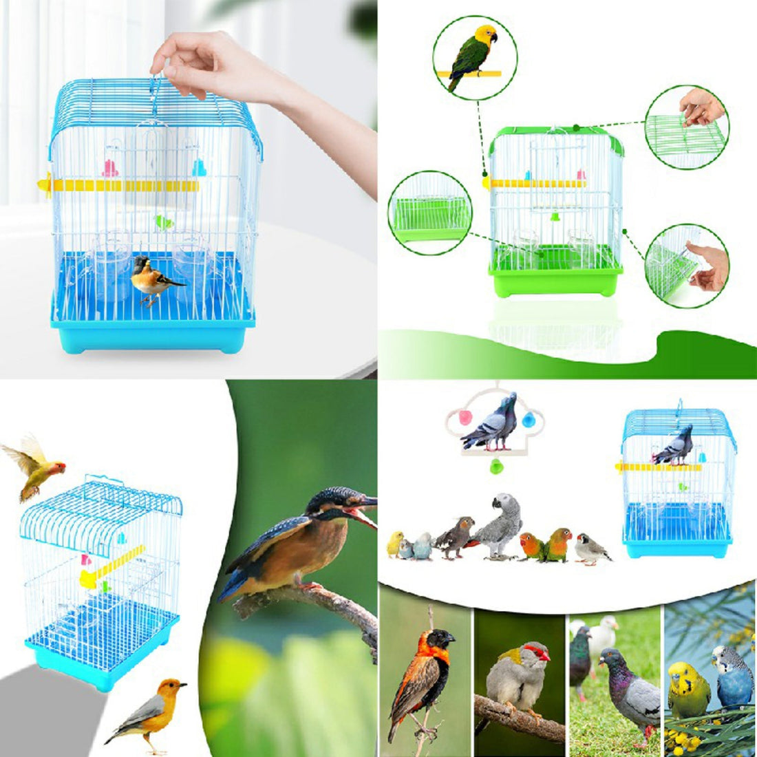 Compact Bird Cages for Small Birds – 22cm x 27cm x 16cm | Ideal for Canaries, Budgies & Finches with Accessories