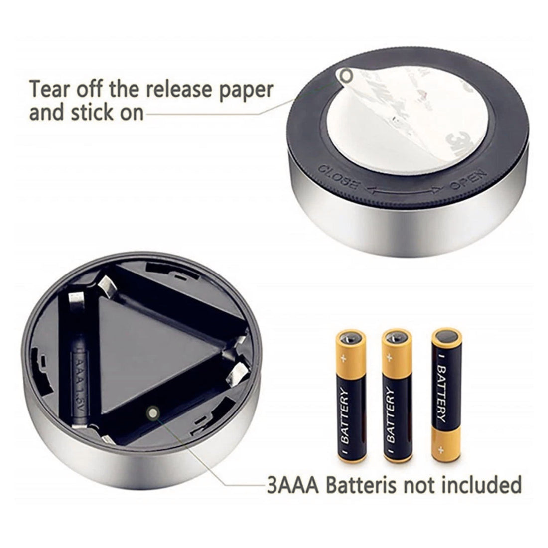 LED Touch Push On/Off Light – Self-Stick Battery Button Light