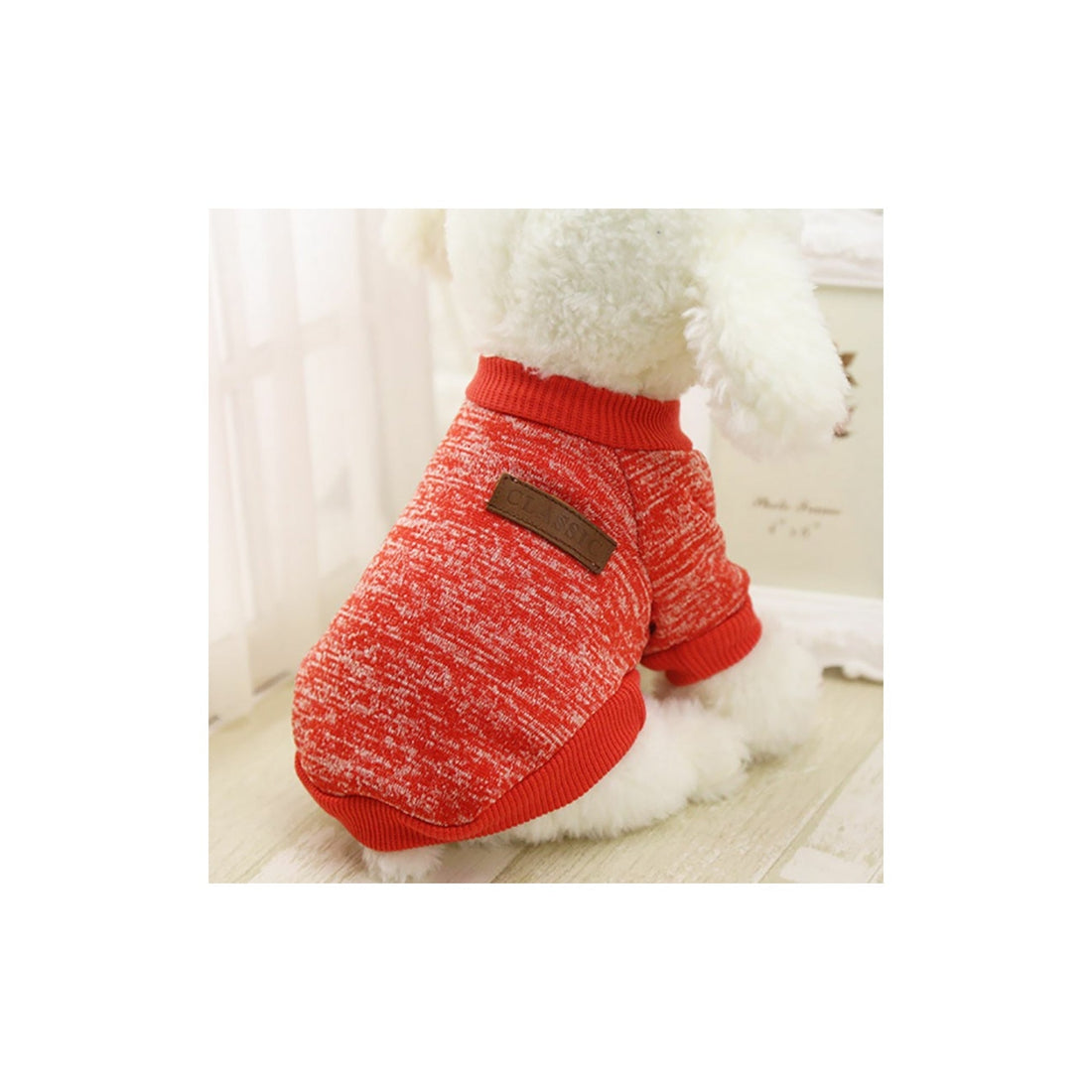 Red Knitted Winter Sweater for Dogs Size M Warm Pet Jacket