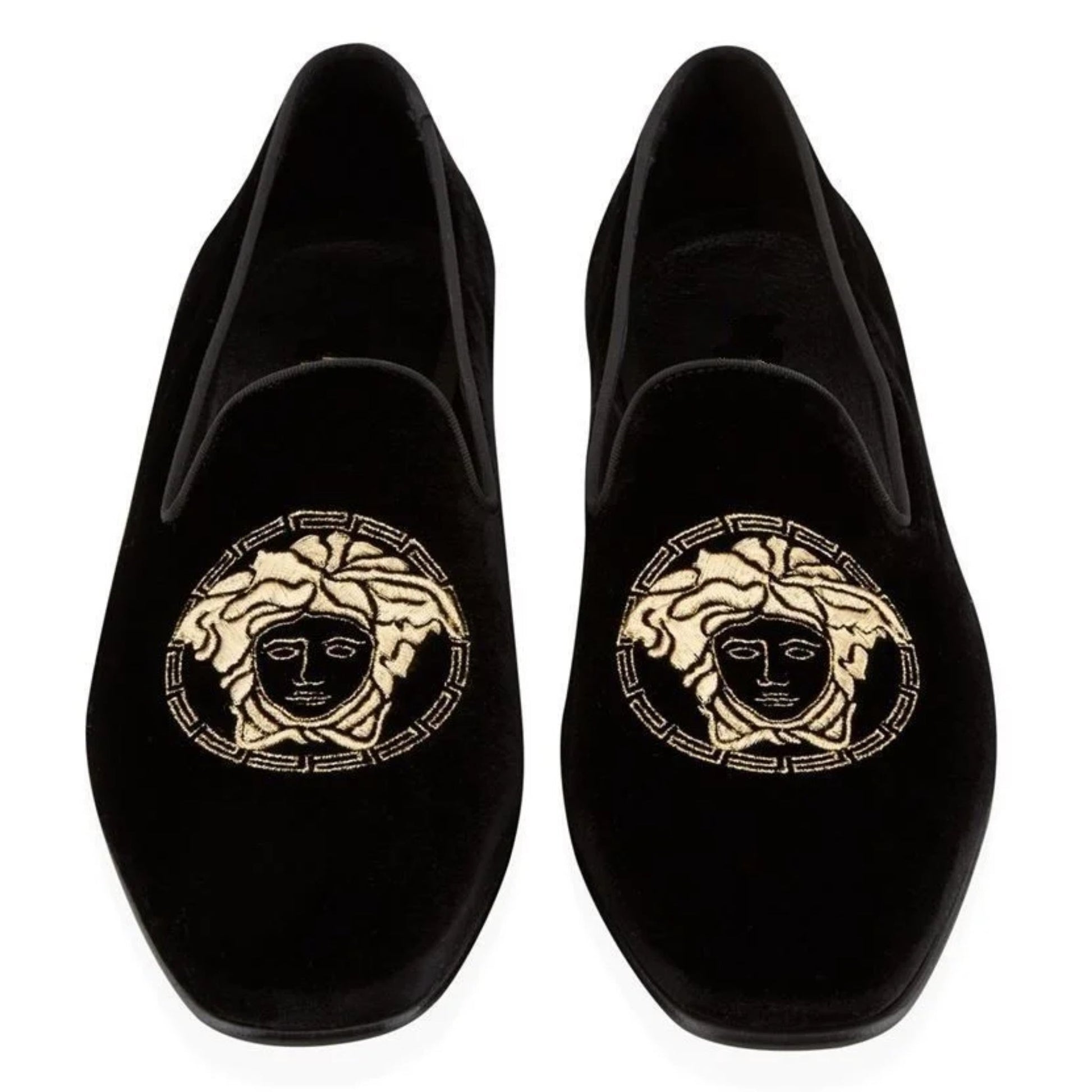 Handmade Men's Bespoke Velvet Embroidered Smoking Slipper Loafer