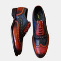 Handmade Two-Tone Leather Brogue Wingtip Shoes - Bespoke Men's Latest Style