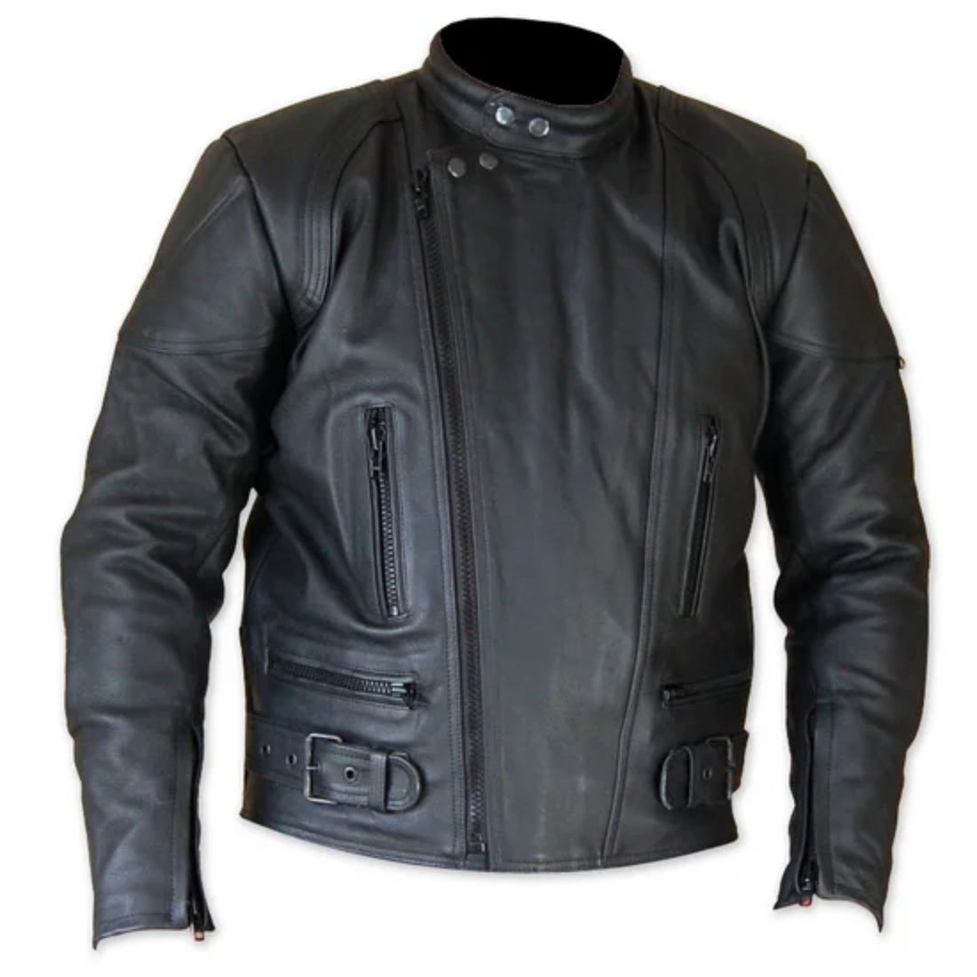 Men Black Motorbike Leather Racing Jacket
