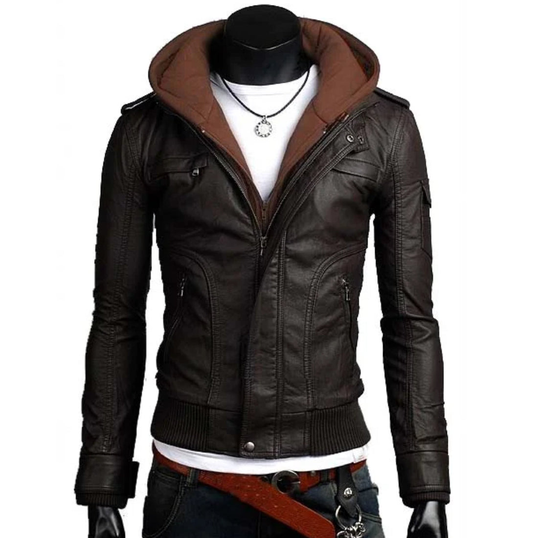 Men’s Brown Genuine Leather Fashion Jacket